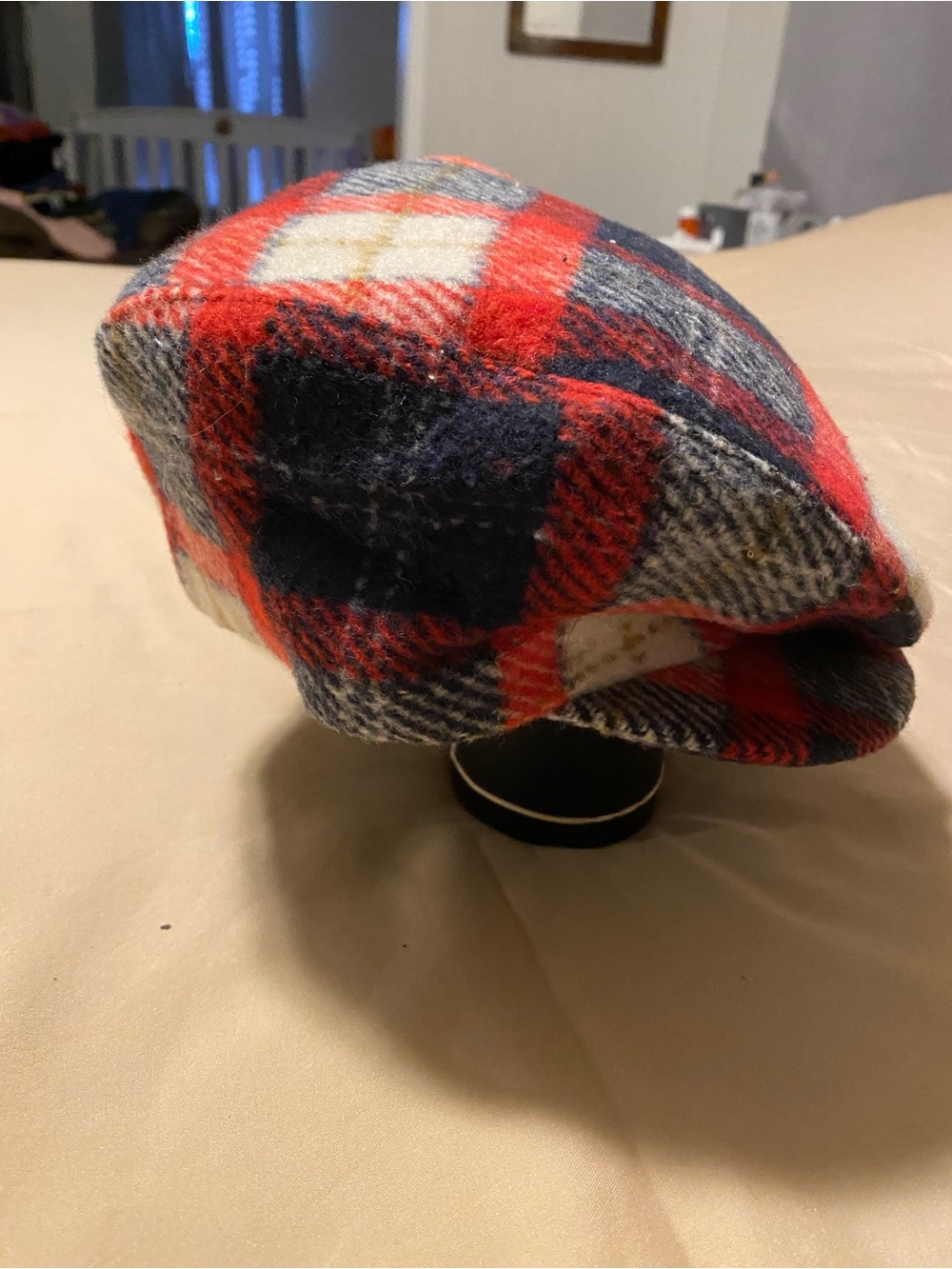 Plaid Flat Cap in Red, Navy and Cream - Men's Stylish Hat